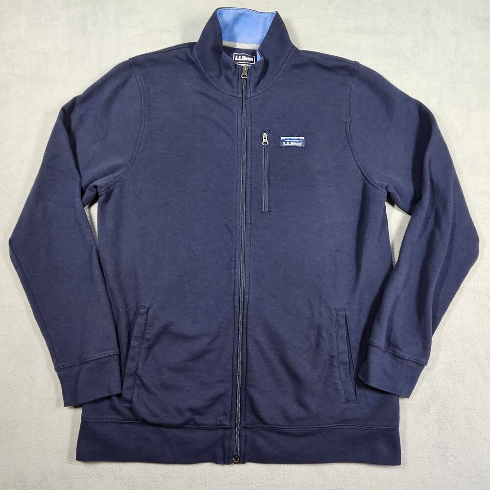 LL Bean Sweater Mens M TALL Comfort Stretch Pique Full Zip Lightweight 517938